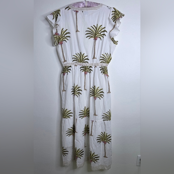Charlee Artisan Hand-Block Print Palm Maxi Dress XL - Picture 5 of 8